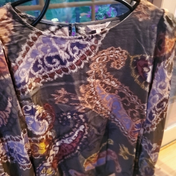 Esqualo Elements Print Long Sleeve Paisley Light Sz. 12 Blouse - Picture 5 of 15
